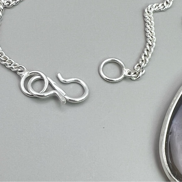 New Blue Owyhee Opal Stone Crystal Necklace Silver Overlay - Picture 4 of 9